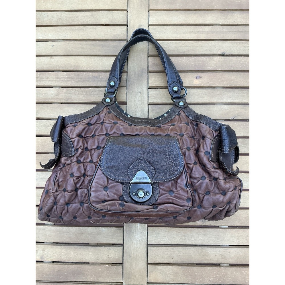 Rare Y2K Moschino Cheap & Chic Leather Shoulder Bag Purse Bow‎ Detail HTF